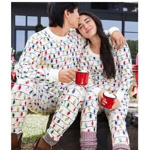 HANNA ANDERSSON NWOT ADULT 100% Org Cotton Bright Bulbs Long John Pajama Set L